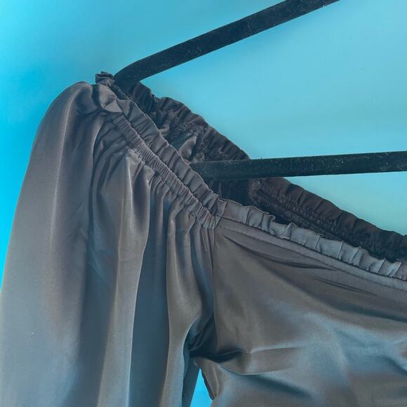 NWT DO + BE Black Long Sleeve Pullover Ruched Off The Shoulder Dress Size S - Picture 4 of 6